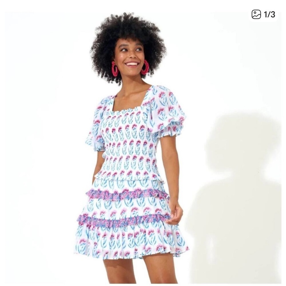 Oliphant Smocked Top, Poppy Blue,
